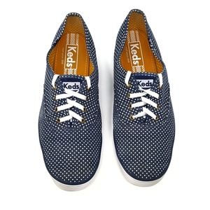 Keds Casual Canvas Navy White Polka Dot Sneakers 9